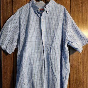 IZOD Saltwater Collection Blue Plaid W/Black Pin Strip- 2XLT